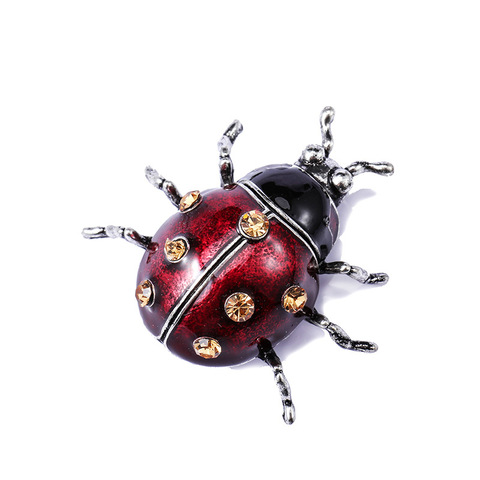 Wuli&baby  Vintage Red Enamel Beetle Broocohes Women Insects Party Casual Brooch Pins ► Photo 1/4