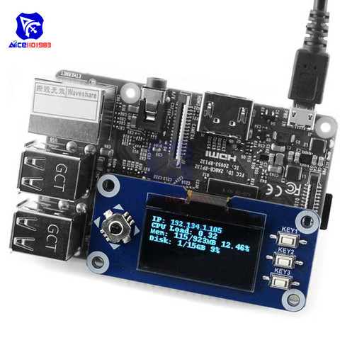 diymore 1.3 inch OLED Display HAT SH1106 128x64 LCD Expansion Board 4-Wire/3-Wire/I2C Interface for Raspberry Pi 2B/3B/Zero/W ► Photo 1/6