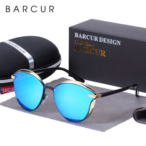 BARCUR Vintage Polarized Sunglasses Women Round Sun Glassess Ladies Cat Eye Women's Glasses ► Photo 1/6