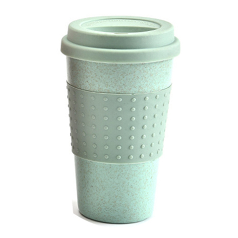 Eco-friendly Coffee Tea Cup Wheat Straw Travel Water Drink Mug with Silicone Lid Drinking Mugs ► Photo 1/6