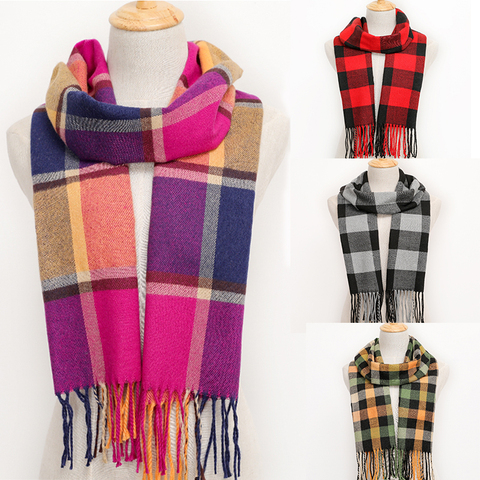 Women winter with tassel color lattice cashmere scarves autumn long Couple scarf thinker warm female shawl Hot Sale Men Scarf ► Photo 1/6