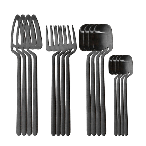16Pcs/set Black Matte Cutlery Set 304 Stainless Steel Dinnerware Set Knife Fork Spoon Dinner Set Kitchen Flatware Tableware Set ► Photo 1/6