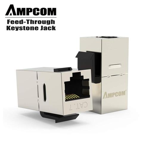 AMPCOM CAT7 RJ45 Inline Coupler Keystone Jack,Sheilded RJ45 Straight-Through Keystone Module Adapter Couplers for Wall Plate ► Photo 1/6