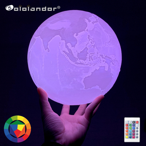 3D Print Earth Lamps for Bedroom Decor Light 16 Colors Change Tap Control Lamp for Baby Night Light LED Moon Light Gift Dropship ► Photo 1/1