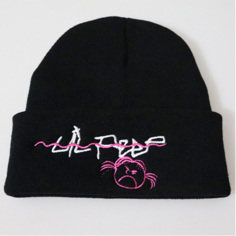 Winter Mens Lil Peep Beanie Embroidery xxxtentacion Knitted Hat Skullies  Ski Cap