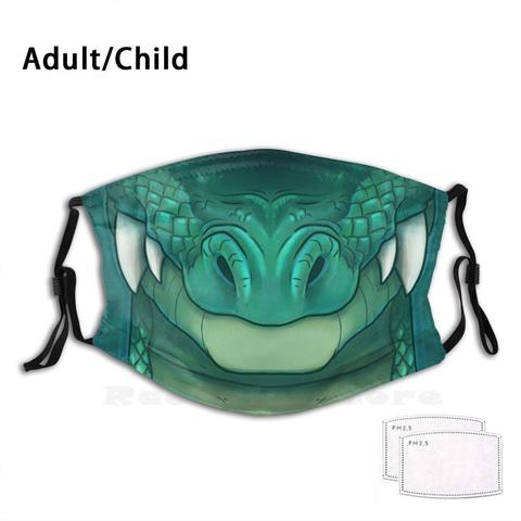 Green Dragon Print Washable Filter Anti Dust Mouth Mask Green Dragon Maid Tohru Snarl Snout Fantasy Face ► Photo 1/6