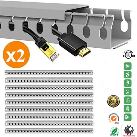 Cable Raceway Kit,Open Slot Wiring Raceway Duct with Cover Cable Management System to Hide Under Desk TV Computer Power Cords ► Photo 1/6