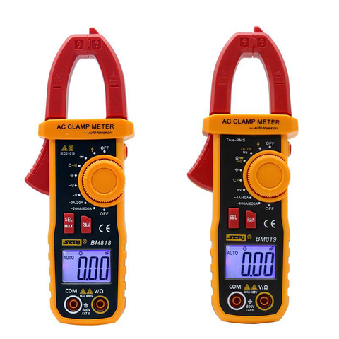 SZBJ BM818 Digital clamp meter BM819 Ture-RMS Ammeter ACV/DCV ACA 600V/600A Auto Range capacitance 2000uF/10000uF NCV Backlight ► Photo 1/6