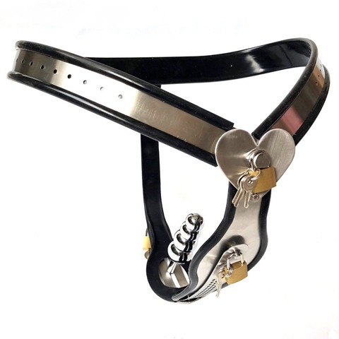 Heart Type Stainless Steel Female Chastity Belt Anal Plug ...