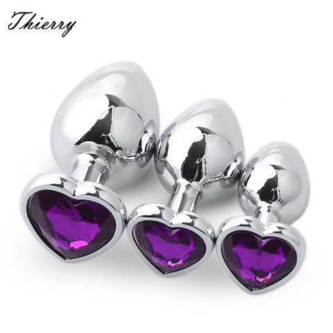 Thierry 3pcs/set Heart-shaped Crystal Metal Anal Plug Stainless Steel Anal Butt Plug Sex Toys  for anus women Men anal toys ► Photo 1/6