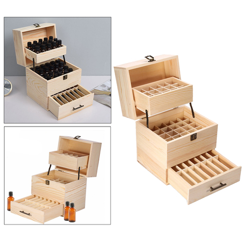 Essential Oil Storage Box Aromatherapy Oil Bottle Orgnizer Case Case Drawer Cabinet, Lock Up Design, 59 Compartment ► Photo 1/6