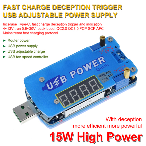 DP2F DC DC adjustable usb laboratory power supply DC 0.5-30V 15W voltage regulator QC2.0 QC3.0 AFC FCP Quick charge trigger ► Photo 1/1