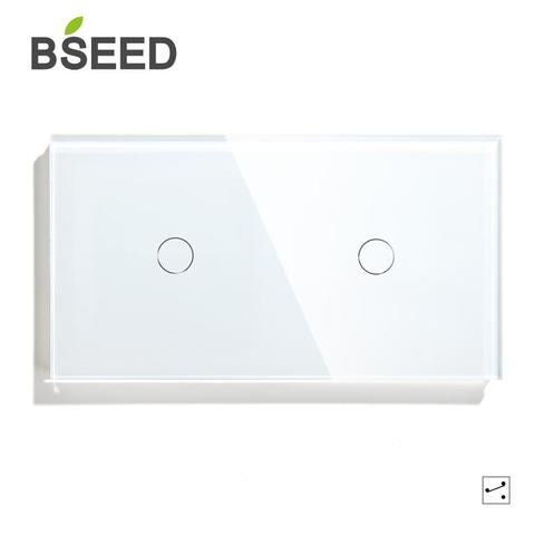 Bseed 2 Gang Touch Switch 157mm 1 Way 2 Way Light Switch White Black Golden Crystal Class Panel Switch Waterproof Switch ► Photo 1/6