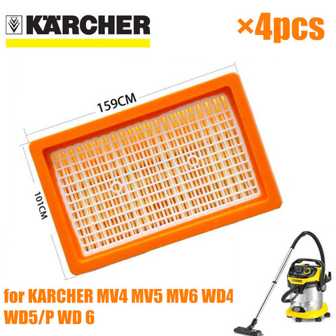 4pcs KARCHER Filter for KARCHER MV4 MV5 MV6 WD4 WD5 WD6 wet&dry Vacuum Cleaner replacement Parts#2.863-005.0 hepa filters ► Photo 1/3