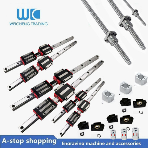 HGH20 Square Linear guide rail 6 set HGR20+ballscrew SFU1605 300/600/600+BK12 BF12+jaw Flexible Coupling Plum Coupler CNC parts ► Photo 1/3