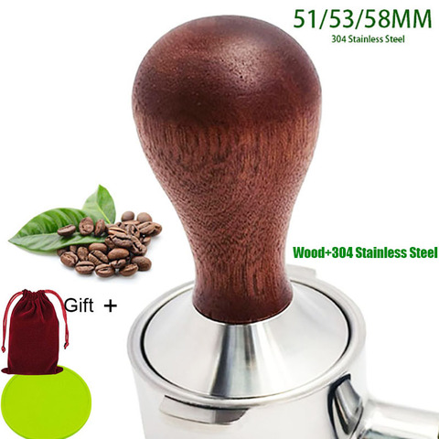 Calibrated Tamper Coffee Press Tool, 51/53/58mm Coffee Tamper with 304 Stainless Steel Base & Solid Wood Handle ► Photo 1/6