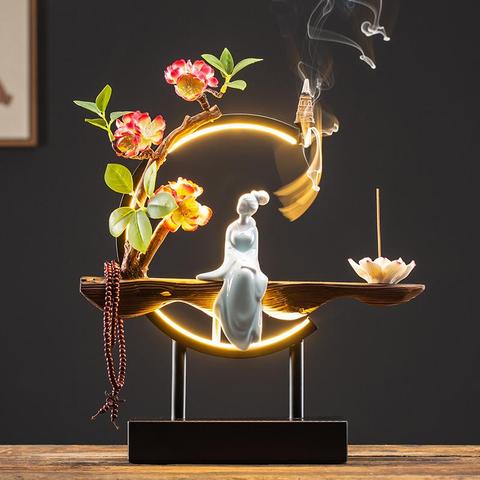 Waterfall Backflow Incense Burner Ladies Incense Burner Holder Buddha Home Decoration Backflow Burner Handmade Flower Censer ► Photo 1/6