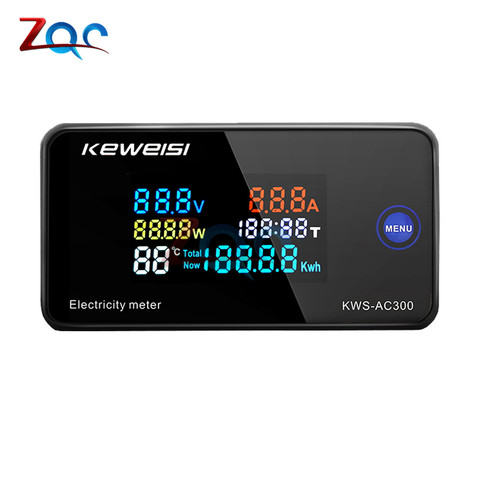 KWS-AC300 Multi-meter Voltage Current Power Temperature Timer Electric Power Tester AC 50-300V  0-10A/0-100A  Voltmeter Ammeter ► Photo 1/6