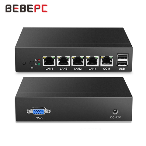 Fanless Mini PC Quad-Core Celeron J1900 J1800 4*Gigabit Ethernet LAN Router Firewall Mini Computer Windows Ubuntu 4-RJ45 HTPC ► Photo 1/6