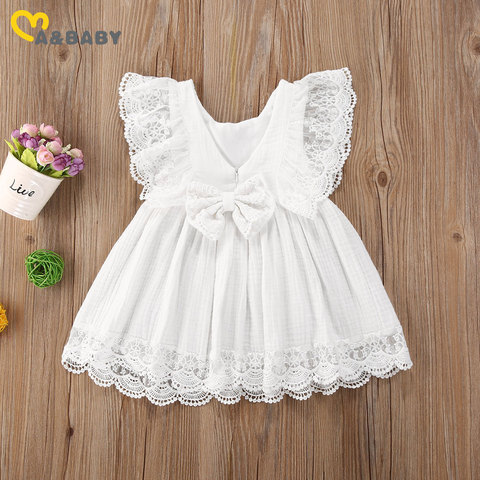 Ma&Baby 6M-5Y Toddler Kid Child Baby Girls White Dress Summer Ruffles Lace Bow Princess Dresses Costumes Clothes ► Photo 1/5