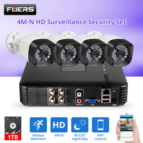 Fuers Update 4pcs HD 4M-N 4CH AHD DVR CCTV Camera Security System Kit Outdoor Camera Video Surveillance System Night Vision P2P ► Photo 1/6