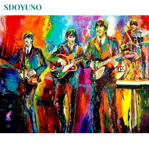 SDOYUNO 60x75cm acrylic paint by numbers For Adults Rock Band Frameless Oil Painting By Numbers On Canvas DIY Home Decor ► Photo 1/6