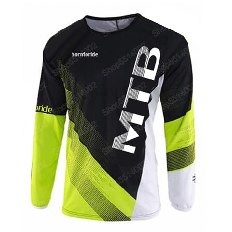 2022 Cycling Jersey Men's Mountain Bike Motocross Jersey long sleeve BMX DH MTB T-Shirt Downhill Tops Sports racing Black white ► Photo 1/6