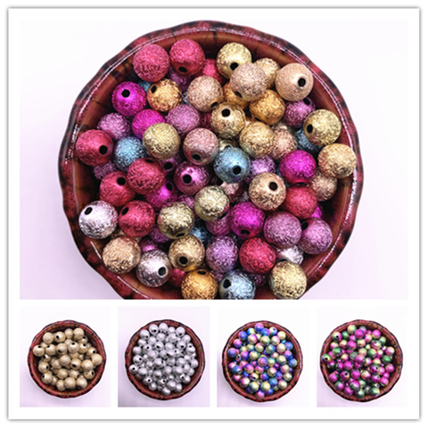 4/6/8/10/12mm Gold Silver Frosted Stardust Round Acrylic Beads Loose Spacer Beads for Jewelry Making DIY Bracelet Accessories ► Photo 1/6