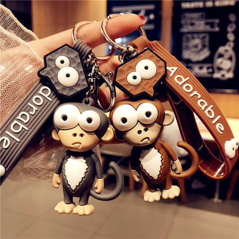 Epoxy Playful Monkey Keychain Elephant Cute Trinket Women Men Couple Pendant Bag Car Key Ring Jewelry Lanyard Accessory Gift Toy ► Photo 1/6