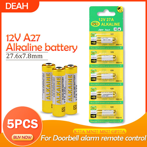 2Pcs 12V 27A Alkaline Battery G27A MN27 MS27 GP27A A27 L828 V27GA ALK27A  A27BP K27A VR27 R27A For Doorbell alarm remote control - AliExpress