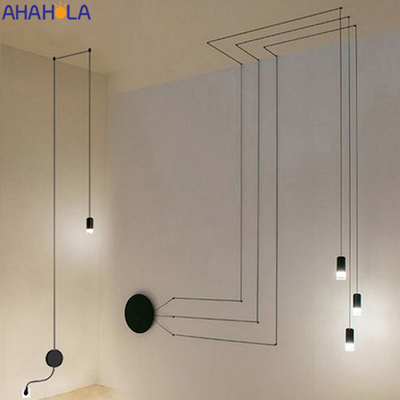 Ac 90 260v Rope Diy Black Pendant Light, Diy Wall Hanging Light Fixtures For Living Room