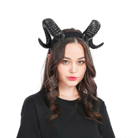 Women Men Adults Sheep Horn Headband Cosplay Decor Hair Clip Xmas Halloween Headwear Hairband Props Demon Evil Gothic Handmade ► Photo 1/6