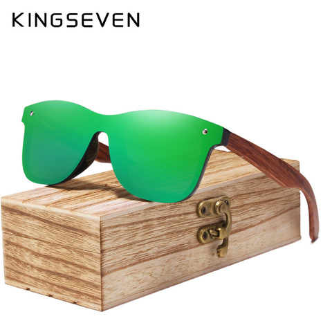 KINGSEVEN 2022 Wood Rimless Polarized Men's Sunglasses Square Frame Sun glasses Women Sun glasses Male Oculos de sol Masculino ► Photo 1/6