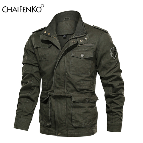 CHAIFENKO Military Jacket Men Winter Bomber Jacket Coat Army Safari Cotton Pilot Jacket Autumn Fashion Casual Cargo Slim Fit Coa ► Photo 1/6