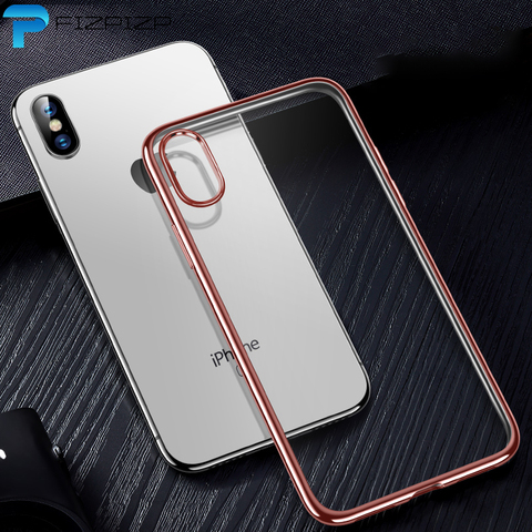 Electroplate TPU Soft Case For iPhone 11 Pro 7 8 Plus 6 6S for iPhone XS Max XR X Case Silicone Transparent Plating edge Case ► Photo 1/6