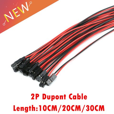 10pcs/lot 2PIN 2 Pin Female Jumper Connector Wire 2P Dupont Cable For 3D Printer 10CM/20CM/30CM Length ► Photo 1/6