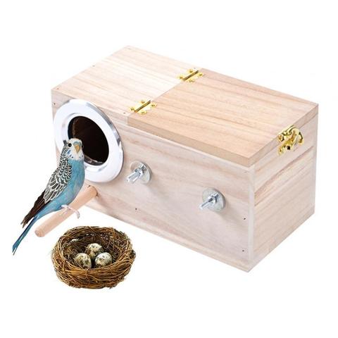 Pet Bird House Parakeet Nest Box Bird House Budgie Wood Breeding Box for Lovebirds Parrotlets Mating Box ► Photo 1/6