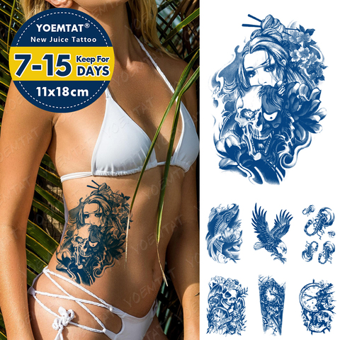Juice Lasting Ink Tattoos Body Art Waterproof Temporary Tattoo Sticker Geisha Prajna Demon Face Tatoo Arm Fake Eagle Tatto Women ► Photo 1/6