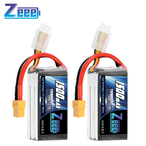 Zeee 2units 11.1V 1500mAh 100C 3S Lipo Battery with XT60 Plug Softcase RC Battery for RC Quad Drone RC Car Truck Airplane FPV ► Photo 1/6