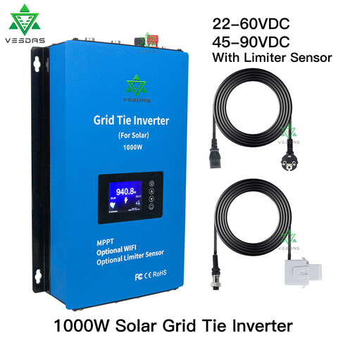 1000W MPPT Solar Grid Tie Inverter with Limiter Sensor Micro Inversor Pure Sine Wave Battery Discharge Power DC 24V 48V 110/220V ► Photo 1/6