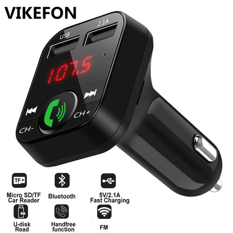 Car Bluetooth 5.0 FM Transmitter Wireless Adapter Mic Audio Receiver Auto MP3 Player 2.1A Dual USB Fast Charger Car Accessories ► Photo 1/6