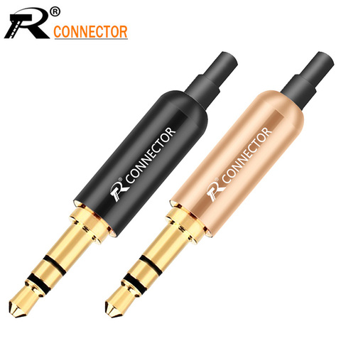 4pcs Aluminum Jack 3.5 Earphone Plug with Tail plug clamps 3.5mm 3 pole Stereo Male Plug Gold Plated Wire Connector ► Photo 1/6