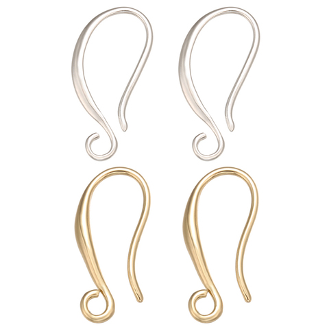 ZHUKOU two pair of 9x21mm elegant brass gold/silver color ear hooks DIY handmade women earrings jewelry accessories Model: VE108 ► Photo 1/6