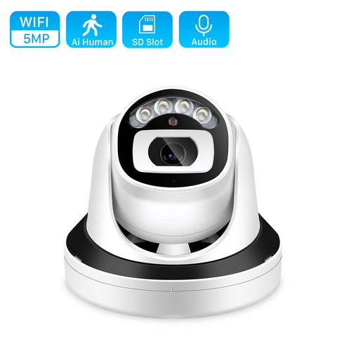 Audio 5MP Wifi Camera Indoor Ai Human Detect Cloud ONVIF H.265 1080P IP Camera 3MP Color IR 20M CCTV Home Security Dome Camera ► Photo 1/6