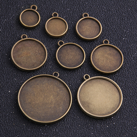 10PCS  8mm-25mm Antique Bronze Vintage Round charm Double Sided Cabochon Settings Jewelry Blanks Fit Diy Jewelry Making ► Photo 1/6