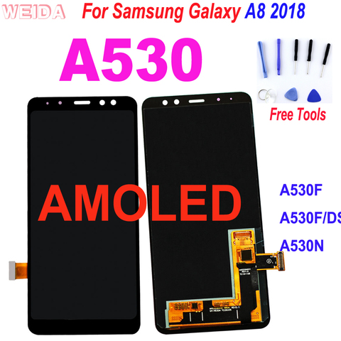 Super AMOLED For Samsung Galaxy A8 2022 A530 A530F LCD Display Touch Screen Digitizer Assembly for A8 2022 LCD A530F/DS A530N ► Photo 1/6