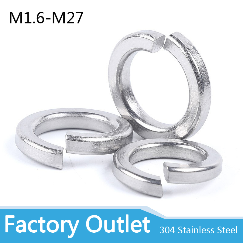 10/100pcs M1.6-M12 Black Stainless Steel Spring Washer Split Lock Elastic Gasket 