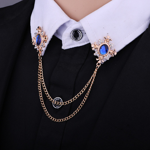 Fashion Tassel Crystal Cross Chain Brooch Women's Shirt Collar Pins and Brooches Personality Lapel Pin Buckle Women Accessories ► Photo 1/6