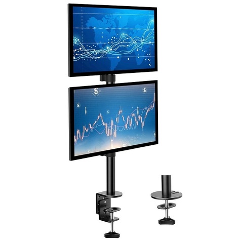 Desktop Dual Vertical Monitor Stand for 2 Displays Double Stackable Screen Desk Mount  Fits two 13