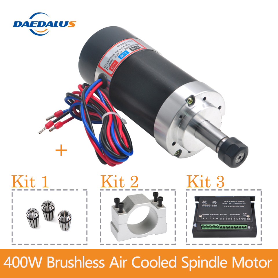 500W Brushless Spindle Motor ER11 Air Cooled 24V DC 12000rpm High Speed CNC 